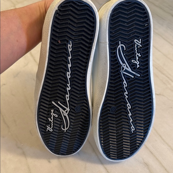 Vintage Havana White and Green Sneakers with Gold Star - Picture 6 of 7